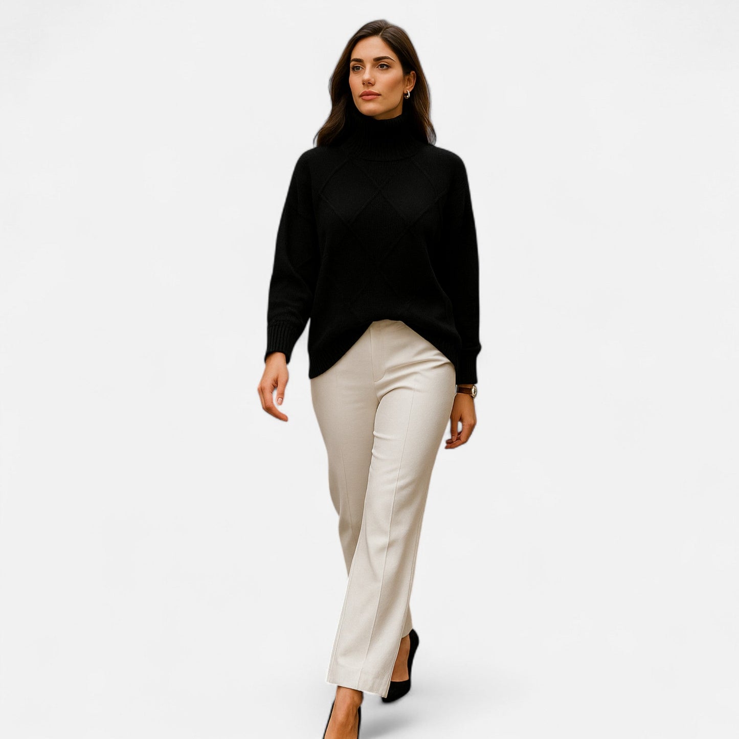 Suéter Mujer Cachemira Cuello Alto Envolvente