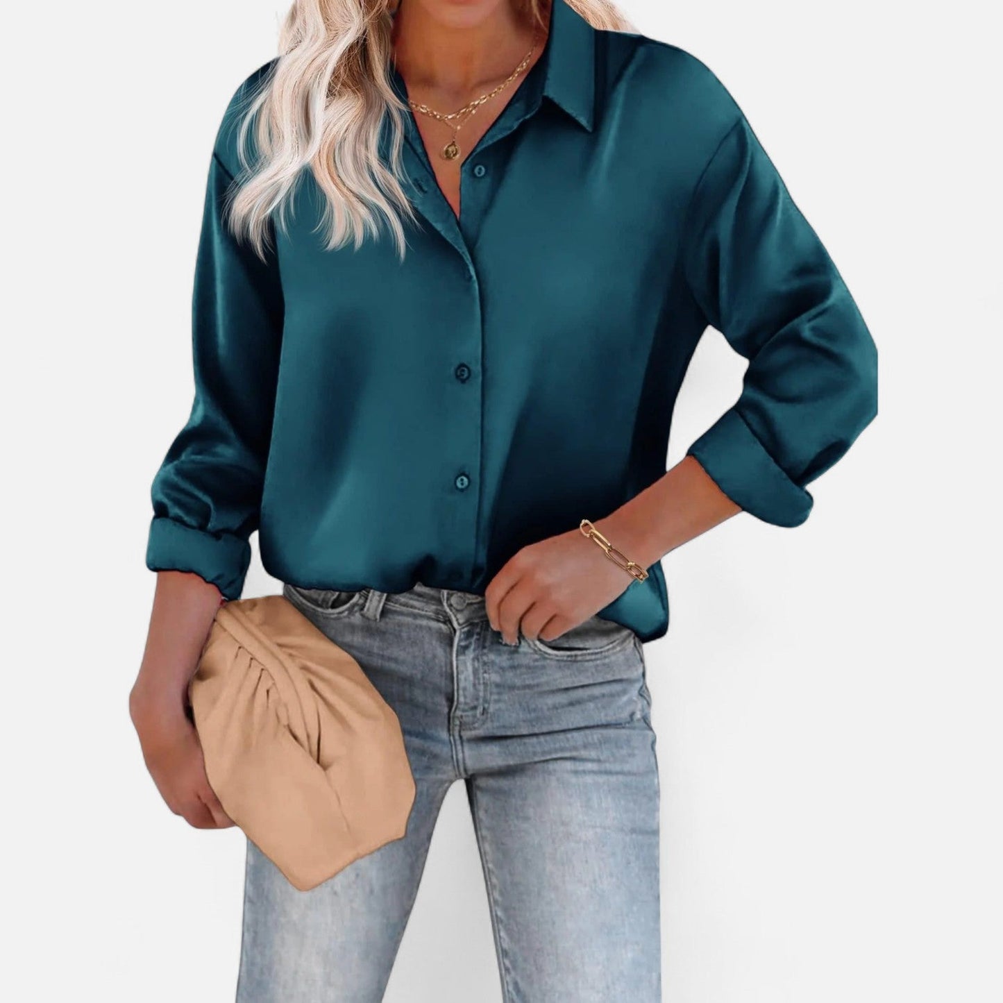Blusa de Mujer con Cuello Clásico y Silueta Fluida – Elegancia Atemporal, Comodidad Sofisticada