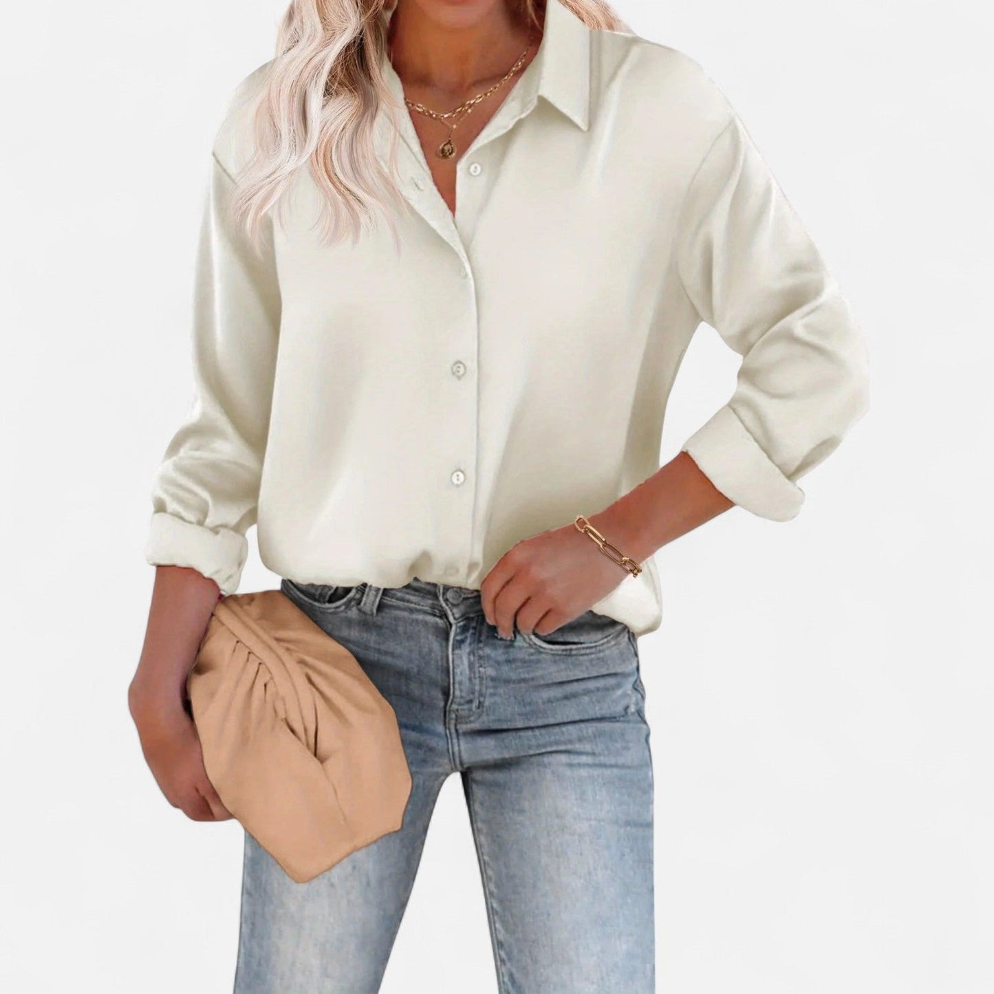 Blusa de Mujer con Cuello Clásico y Silueta Fluida – Elegancia Atemporal, Comodidad Sofisticada